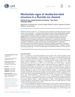 Mechanistic signs of double-barreled structure in a fluoride ion channel