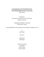 Communication and Social Hierarchy:  Their Relationship and Interconnection