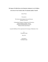 The Impact of Fertility Rate on the Education Attainment Level of Children in the State of Uttar Pradesh, India: The Quantity-Quality Tradeoff
