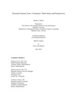 Personal Genome Tests: Consumers' Motivations and Perspectives