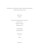 The Effectiveness of a Moral Education Curriculum in Increasing Life Satisfaction and Moral Reasoning of Adolescent in China