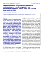 Leader peptides of inducible chloramphenicol resistance genes from gram-positive and gram-negative bacteria bind to yeast and Archaea large subunit rRNA