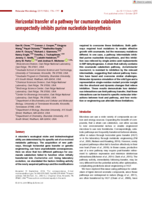 Horizontal transfer of a pathway for coumarate catabolism unexpectedly inhibits purine nucleotide biosynthesis