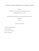 The Impact of Nicotine on Palatability and Consumption in Adult Rats