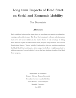 Long Term Impacts of Head Start on Social and Economic Mobility
