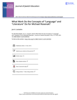 What Work Do the Concepts of "Language" and "Literature" Do for Michael Rosenak?