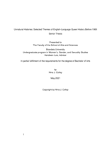 Unnatural Histories: Selected Themes of English-Language Queer History Before 1969