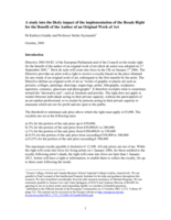 A study into the likely impact of the implementation of the Resale Right for the Benefit of the Author of an Original Work of Art