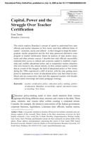 Capital, Power and the Struggle Over Teacher Certification