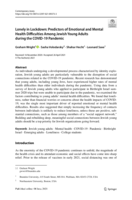 Lonely in Lockdown: Predictors of Emotional and Mental Health Difficulties Among Jewish Young Adults during the COVID-19 Pandemic