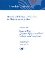 Israel at War: The Impact of Peer-oriented Israel Programs on Responses of American Young Adults