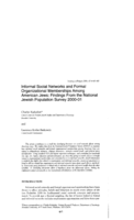 Informal Social Networks and Formal Organizational Memberships Among American Jews: Findings from the National Jewish Population Survey 2000-01