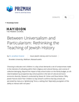 Between Universalism and particularism: Rethinking the Teaching of Jewish History