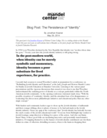 Blog Post: The Persistence of “Identity”