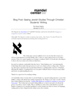 Blog Post: Seeing Jewish Studies Through Christian Students’ Writing