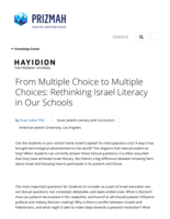 From Multiple Choice to Multiple Choices: Rethinking Israel Literacy in our Schools