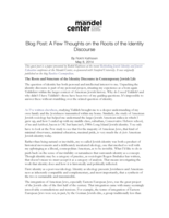 Blog Post: A Few Thoughts on the Roots of the Identity Discourse