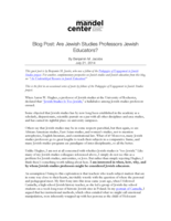 Blog Post: Are Jewish Studies Professors Jewish Educators?