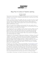 Blog Post: A Culture of Teacher Learning