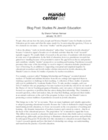 Blog Post: Studies IN Jewish Education
