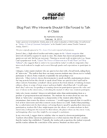 Blog Post: Why Introverts Shouldn’t Be Forced to Talk in Class