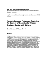 Havruta Inspired Pedagogy: Fostering An Ecology of Learning for Closely Studying Texts with Others