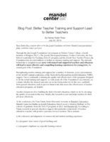 Blog Post: Better Teacher Training and Support Lead to Better Teachers