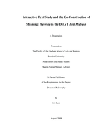 Interactive Text Study and the Co-Construction of Meaning: Havruta in the DeLeT Beit Midrash