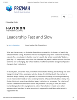 Leadership Fast and Slow