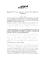 Blog Post: Thinking about the Goals of Jewish Service-Learning