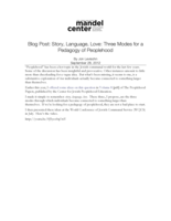 Blog Post: Story, Language, Love: Three Modes for a Pedagogy of Peoplehood