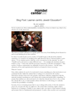 Blog Post: Learner-centric Jewish Education?
