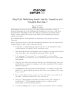 Blog Post: Rethinking Jewish Identity: Questions and Thoughts from Day 1