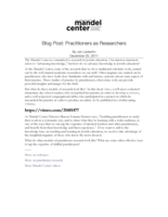 Blog Post: Practitioners as Researchers