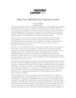Blog Post: Rethinking the Teaching of Israel