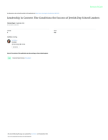 Leadership in Context: The Conditions for Success of Jewish Day School Leaders