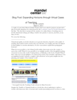 Blog Post: Expanding Horizons through Virtual Cases of Teaching