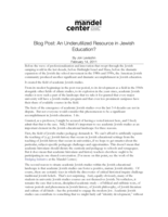 Blog Post: An Underutilized Resource in Jewish Education?