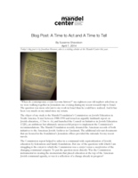 Blog Post: A Time to Act and A Time to Tell