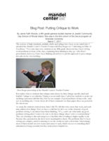 Blog Post: Putting Critique to Work