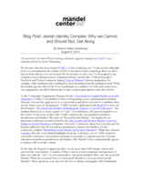 Blog Post: Jewish Identity Complex: Why we Cannot, and Should Not, Get Along