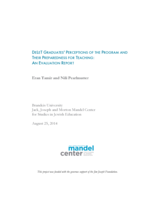 DeLeT Graduates' Perceptions of the Program and their Preparedness for Teaching: An Evaluation Report