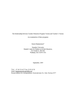 The Relationship between Teacher Education Program Visions and Teacher’s Visions: An examination of three programs