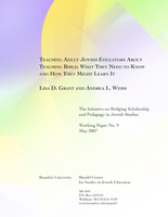 Teaching Adult Jewish Educators About Teaching Bible: What They Need to Know and How They Might Learn It