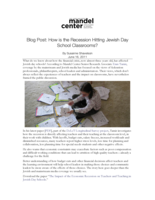 Blog Post: How is the Recession Hitting Jewish Day School Classrooms?