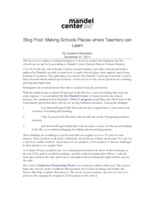 Blog Post: Making Schools Places where Teachers can Learn