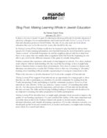 Blog Post: Making Learning Whole in Jewish Education