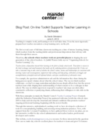 Blog Post: On-line Toolkit Supports Teacher Learning in Schools