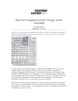 Blog Post: Engaging the Public Through Jewish Languages