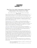 Blog Post: Can Jewish Organizations Really Work Collaboratively? Early Lessons from Nadiv